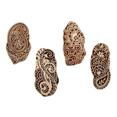 Set of 4 Piece New Mix Wooden Printing Block